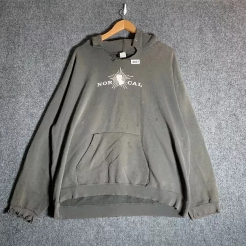 Vintage Nor Cal Hoodie Adult Size Extra Large Grey Faded Long Sleeve Men's 90s